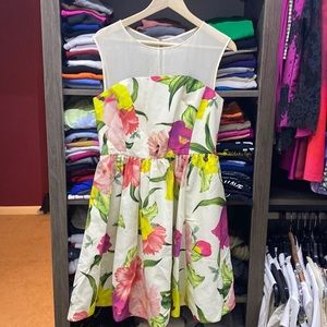 Ted baker crème floral dress